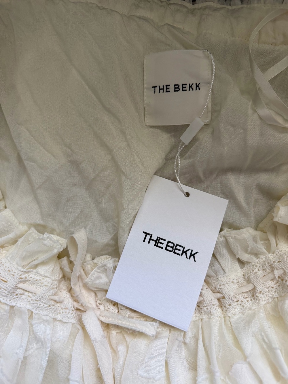The Bekk Elora Ivory Lace Off Shoulder Ruffle Lined Mini Dress XS/S - Picture 4 of 8
